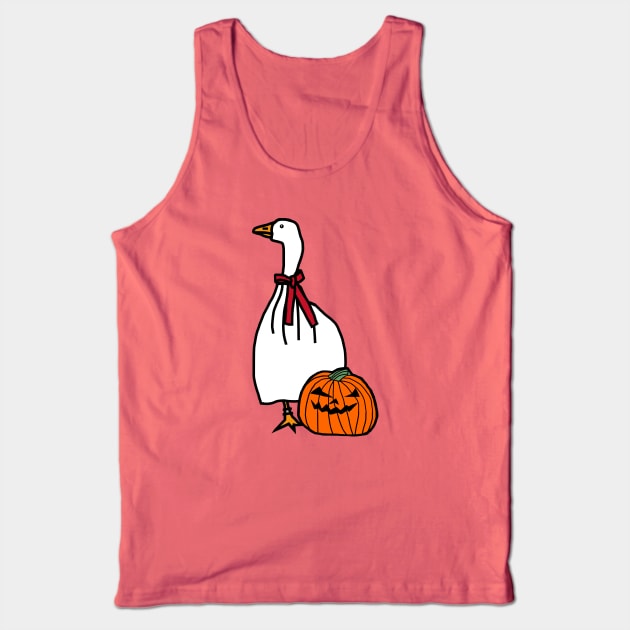 Gaming Goose with Stolen Halloween Horror Pumpkin Ghost Costume Tank Top by ellenhenryart